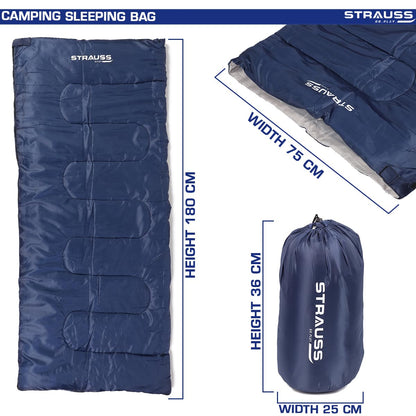 STRAUSS Camping Sleeping Bag 8C to -20C, for Summer, Spring, Winter. Lightweight, Portable, Ideal for Travel, Camping, Hiking, Trekking. For Adults, Kids.