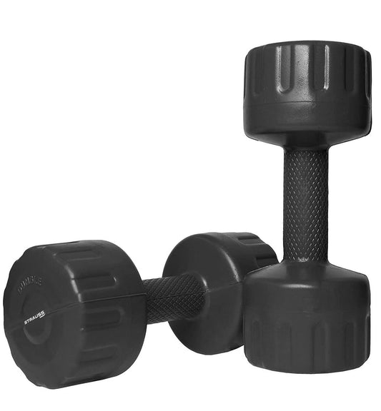 Strauss Unisex PVC Dumbbells Weight for Men  Women  2Kg Each 4Kg Pair  Ideal for Home Workout and Gym Exercises Black