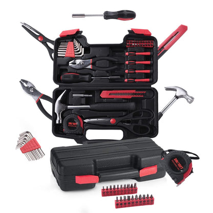 Cheston Ultra 39 Piece Hand Tool Kit: Non-Slip, Corrosion Resistant Handles, Multi-Utility Household & Professional Tools, Screwdriver, Socket, Wrench, Pliers