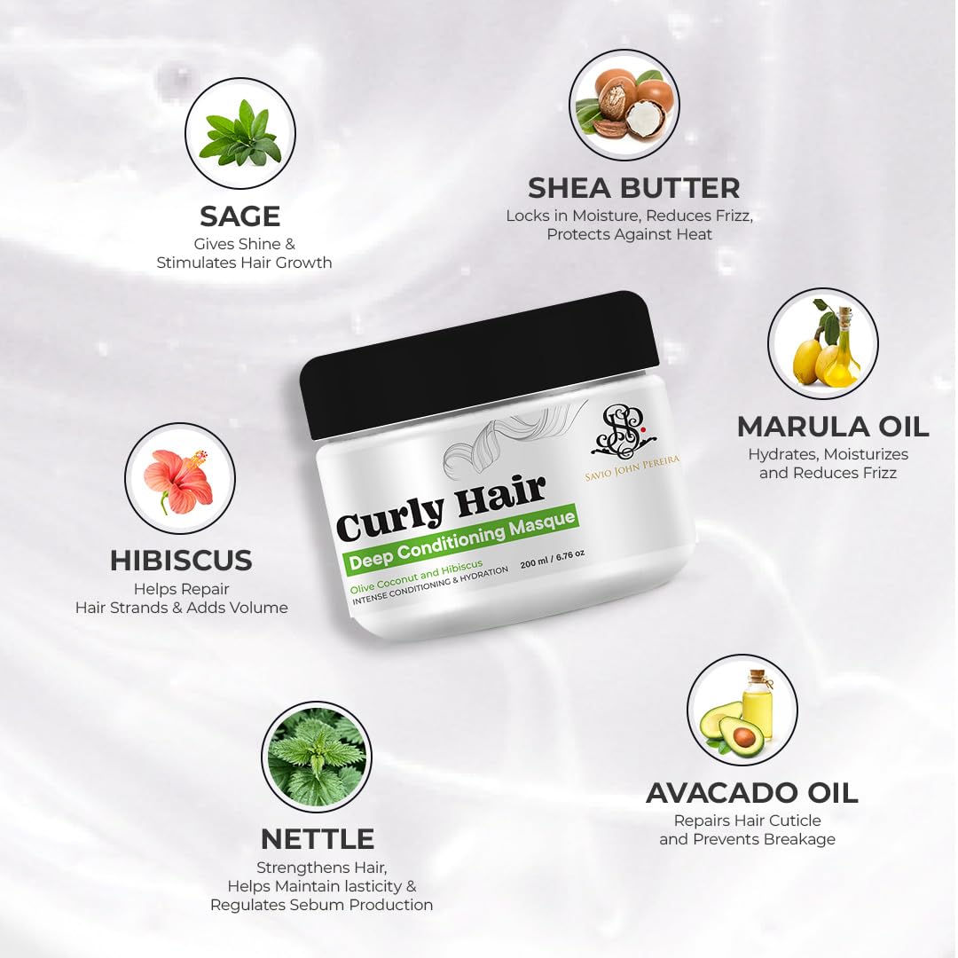 Curly hair mask  Deep conditioning hair mask  Olive Coconut  Hibiscus  Curly hair products by Savio for Prolixr Pack of 5