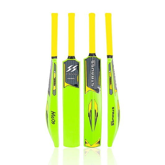 Strauss Rebel Cricket Bat, Full Size 34x4.5 inch, Heavy Duty PVC, for Tennis/Synthetic Ball, Fluorescent Yellow