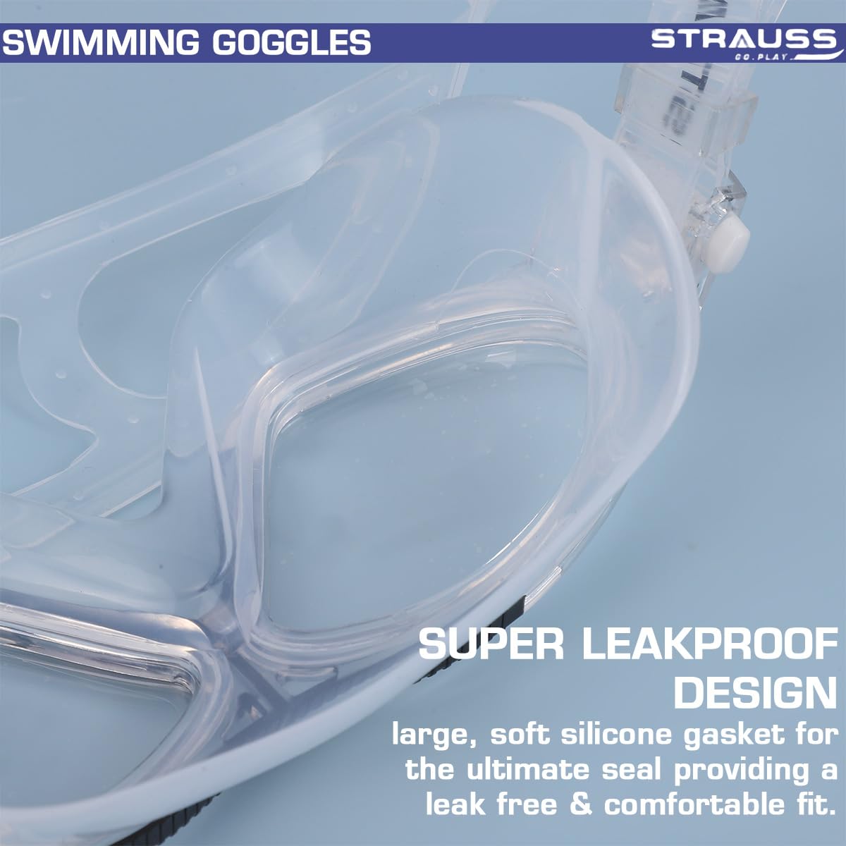 STRAUSS Swimming Goggles  Anti Fog  UV Protection  Swimming Goggles for Kids Adults  Fully Adjustable Swimming Goggles with A Case CoverBlack