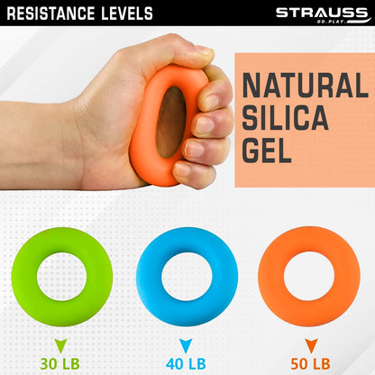 Strauss Silicon Palm Hand Grip Exerciser for Carpal Tunnel Relief & Grip Strength, Set of 2 Orange. Ideal for all skill levels.