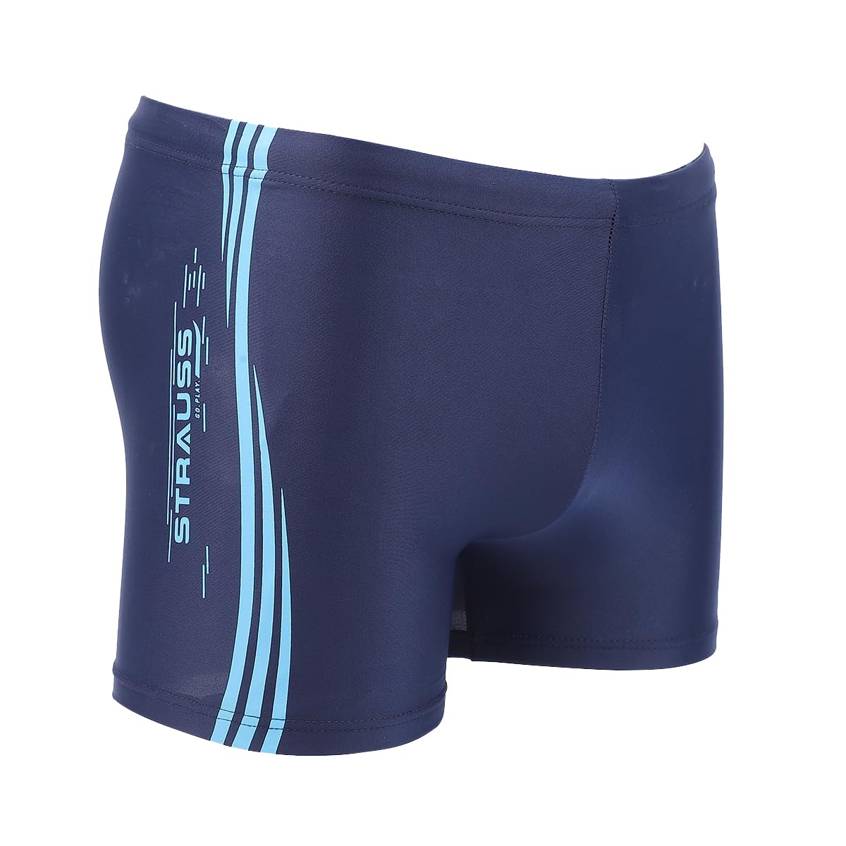 STRAUSS Men's Swimming Shorts, Size S, Blue Lines. Ideal for Gym, Running, Cycling, Swimming, Basketball, Cricket, Yoga, Football, Tennis, Badminton.