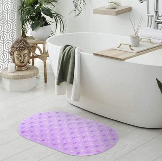 Savya Home Pack of 2 Nonslip Soft Rubber Bath Mat Rain Mat for Bathtub and Shower Anti Slip Anti Bacterial Machine Washable PVC Bath Mat for Bathroom  65 x 36 cm  Purple
