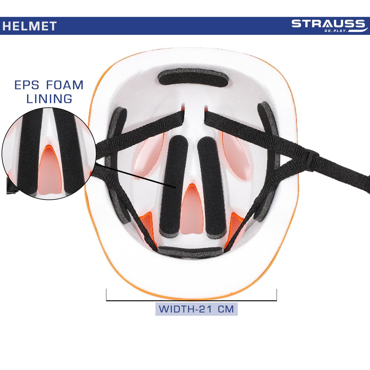 Strauss GlideX Cycling Helmet, Lightweight, Superior Ventilation, EPS Foam Lining, for Adults & Kids, Orange.