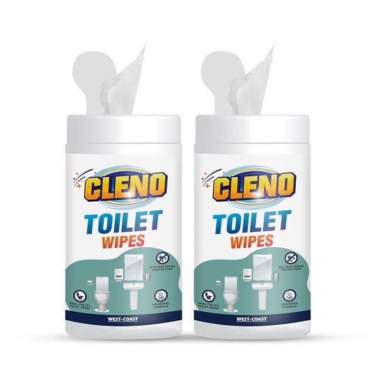 Cleno Toilet Cleaning Wet Wipes For all Toilet Areas like Toilet CommodeToilet SeatsFlushKnobsWash-basin - 50 Wipes Pack of 2 Ready to Use 654