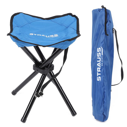 STRAUSS Folding Camping Chair  Portable  Foldable Stool  Portable Chair for Camping Fishing Hiking Gardening and Beach 4 Leg Chair Blue