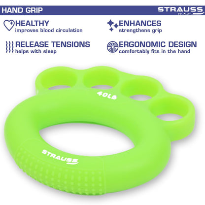 Strauss Adjustable Finger and Hand Exerciser  FingerPalm Gripper  Hand Strengthener for Carpal Tunnel Relief and Grip Strength for Men  Women Green