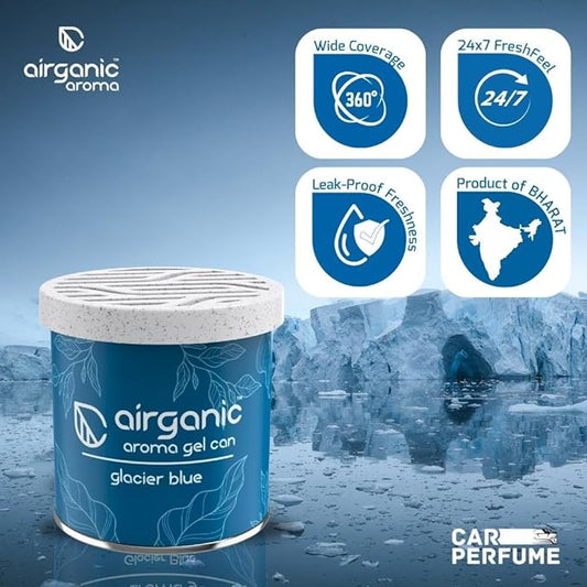 Airganic Aroma Car Freshener Combo Pack  Gel Can Glacier Blue  Aroma Cube Swiss Wood air fragrance