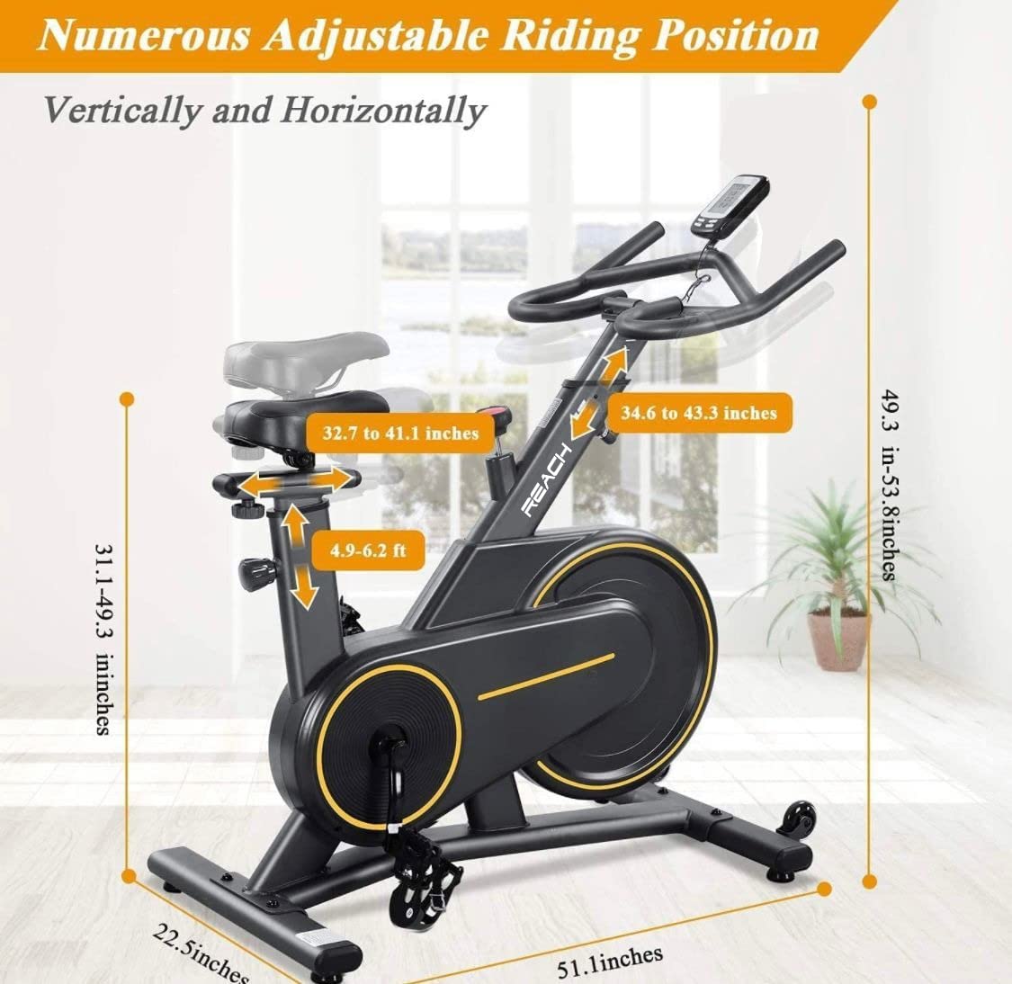 Reach Cruiser Spin Exercise Bike for Home Fitness, Weight Loss, Adjustable Magnetic Resistance, Perfect Home Gym Equipment