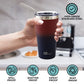 The Better Home 450 ml Insulated Coffee Cup Tumbler with Transparent Lid  Straw  Double Walled 304 Stainless Steel  Leakproof  6 hrs hot  cold  Perfect For Travel Home  Office  Maroon-Blue