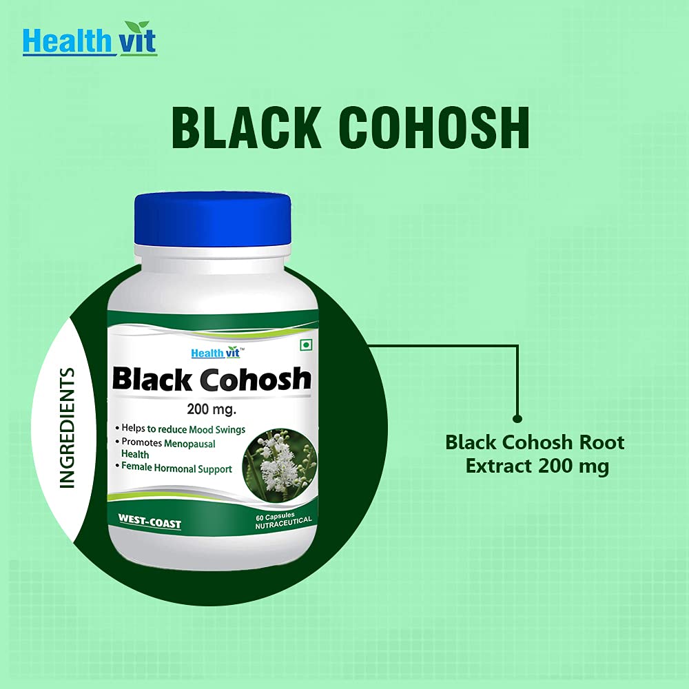 Healthvit Black Cohosh Root Extract 200mg For Women  Helps To Reduce Mood Swings  Promotes Menopausal Health  100 Natural And Vegan  60 Capsules