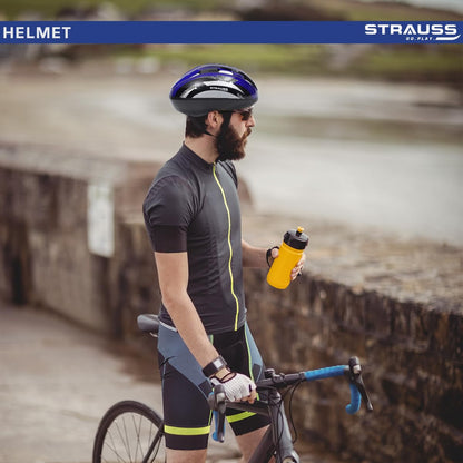 Strauss ArmorX Cycling Helmet: Lightweight, Good Ventilation, Multi-Sport, EPS Foam, Ideal for Adults 15+, Blue.