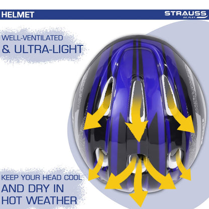 Strauss ArmorX Cycling Helmet: Lightweight, Good Ventilation, Multi-Sport, EPS Foam, Ideal for Adults 15+, Blue.