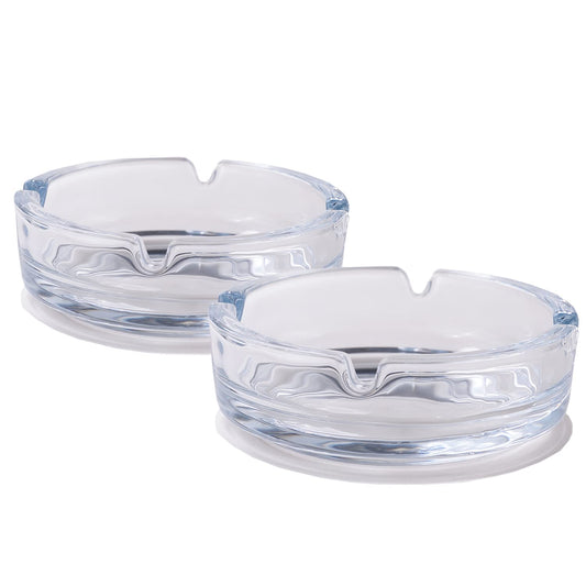 Homestic Decorative Ash tray for Cigarette StylishRound Shape Pack of 2 Transparent