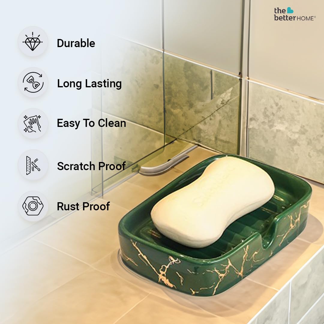 The Better Home Ceramic Soap CaseSoap Dish Tray  Bath Accessories for Bath Tub or Wash Basin Green