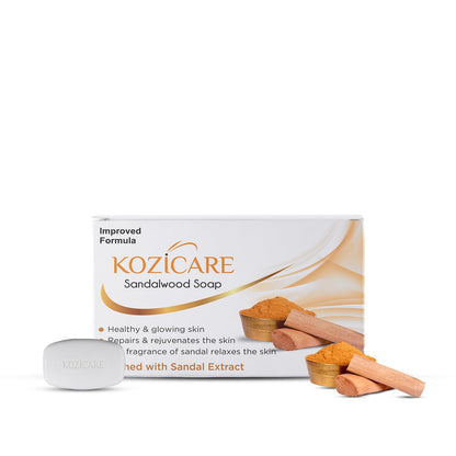 Kozicare Sandalwood Bath Soap for Glowing Skin, Youthful Radiance, All Skin Types, 75gm, Pack of 12