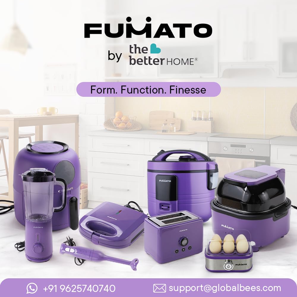 Fumato 1000W 2-Slice Toaster, Stainless Steel, 6 Heating Modes, Removable Crumb Tray, Extra Wide Slots, Cancel/Reheat/Defrost, 1 Yr Warranty, Purple