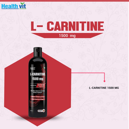 Healthvit Fitness L-Carnitine -1500 Mg for Adult Males to Support Muscle Recovery 450ml - Watermelon Flavor