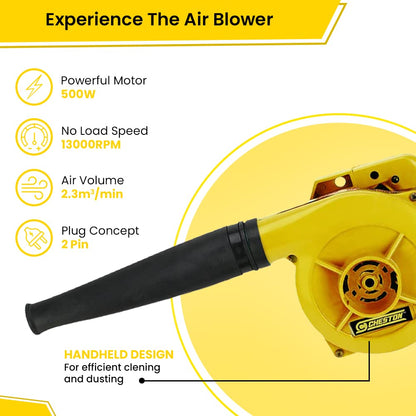 Cheston 550W Electric Air Blower, 13000 RPM, 2.6m³/min, 1 Year Warranty, for Home Gadgets, PC, Kitchen Appliances - Yellow