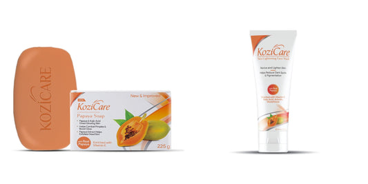 Kozicare Papaya Soap Pack of 3, Detan Facewash 100ml, Kojic Acid, Alpha Arbutin, Lighten, Combat Pimple, Boost Face Glow