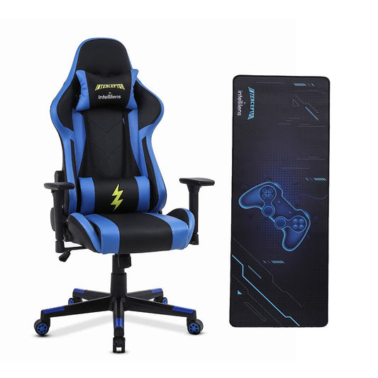 INTERCEPTOR Ergonomic Gaming Chair  Gaming Mat Combo  Premium Fabric Adjustable Neck  Lumbar Pillow 3D Adjustable Armrests