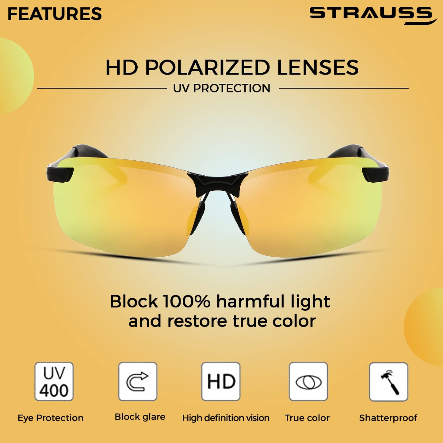 STRAUSS UV 400 Sunglasses Yellow