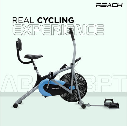 Reach AB-110 BPT Air Bike Exercise Cycle for Home Gym with Push Up Bar, Twister, Adjustable Resistance, Seat with Back Support, Moving Handles