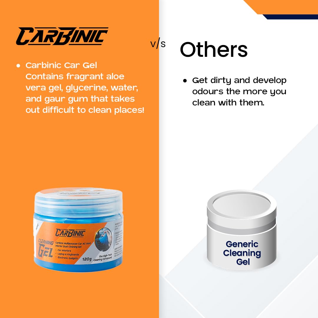 CARBINIC Cleaning Gel 75g: Multipurpose cleaner for car AC vents, interiors, keyboards, laptops, and gadgets. Blue Box.