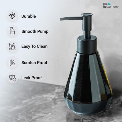 The Better Home 250ml Black Ceramic Dispenser for Kitchen, Bathroom - Ideal for Shampoo, Hand Wash, Sanitizer, Lotion.