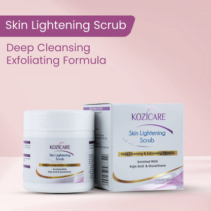 Kozicare Skin Lightening Scrub, 100gm Pack of 5: Deep Cleansing, Exfoliating, Enriched with Kojic Acid & Glutathione, Removes Impurities & Blackheads.