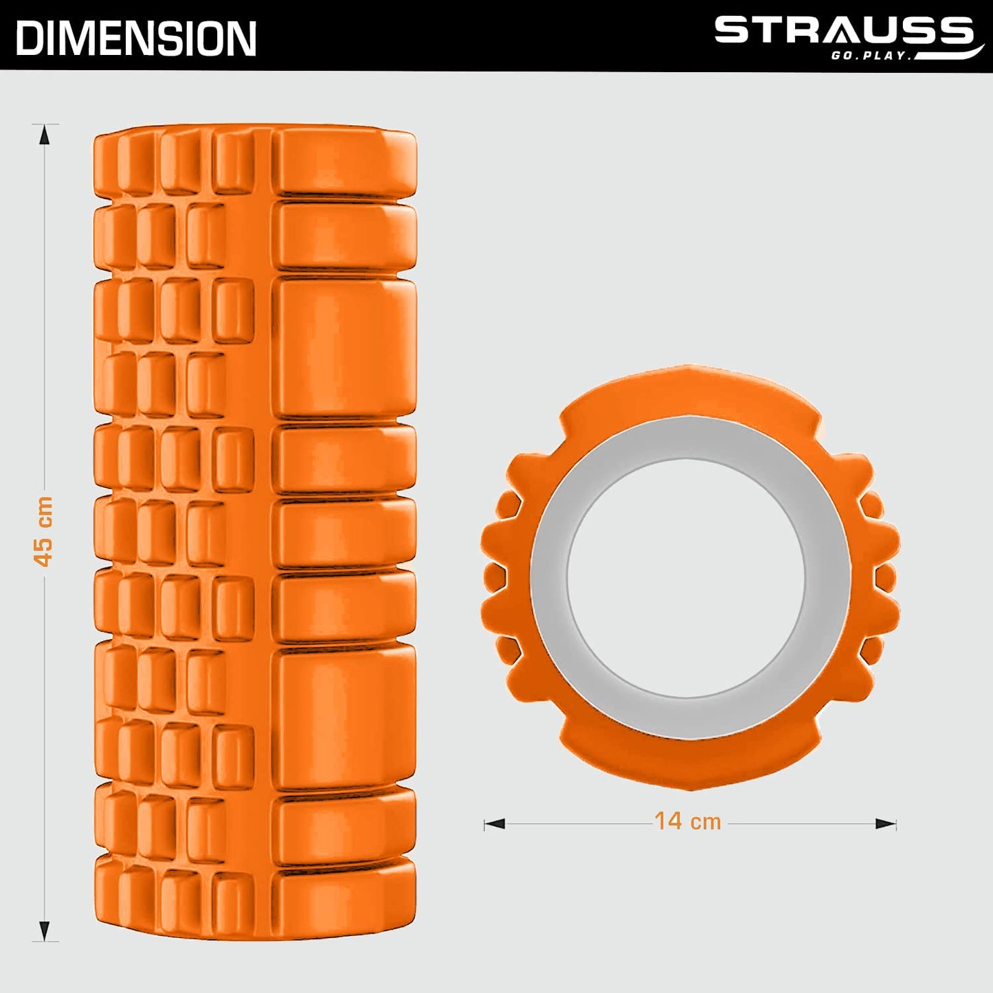 Strauss Deep Tissue Massage Foam Roller 45 cm Orange