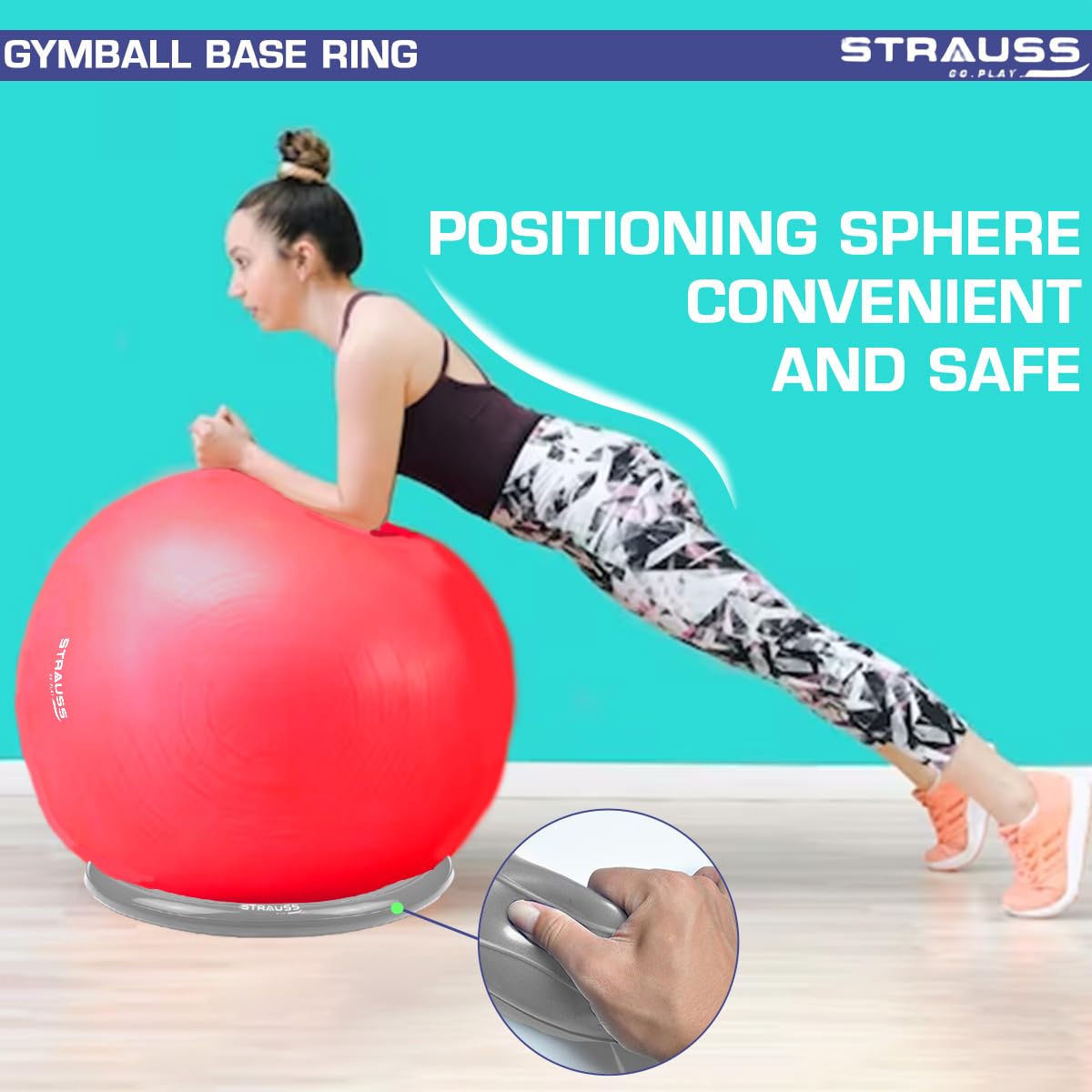 Strauss Gym Ball Base Ring  Round Anti SlipThickened  Stable Base Yoga Ball Fitness Balance Base  Suitable for HomeGym  OfficeGrey