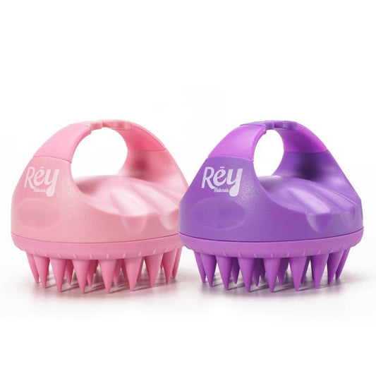 Rey Naturals Hair Scalp Massager Shampoo Brush - Hair Growth Scalp Care and Relaxation - Soft Bristles for Gentle Massage - Pink Color Pink  Purple