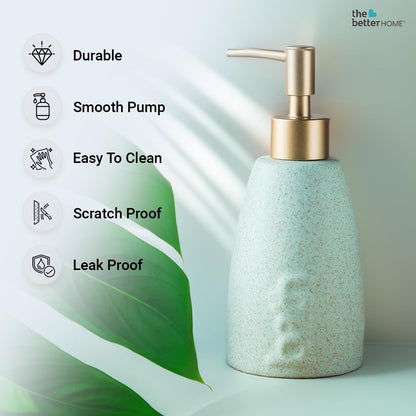 The Better Home 320ml Green Ceramic Dispenser Set of 3 for Kitchen, Wash-Basin, Bathroom - Ideal for Shampoo, Hand Wash, Sanitizer, Lotion.