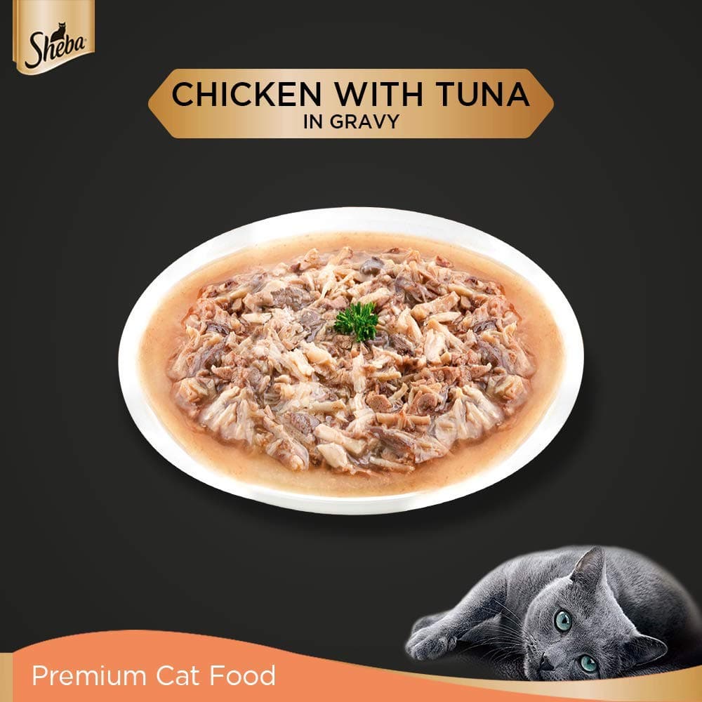 Sheba Tuna Pumpkin Carrot and Chicken With Tuna Adult Cat Wet Food Combo 2424