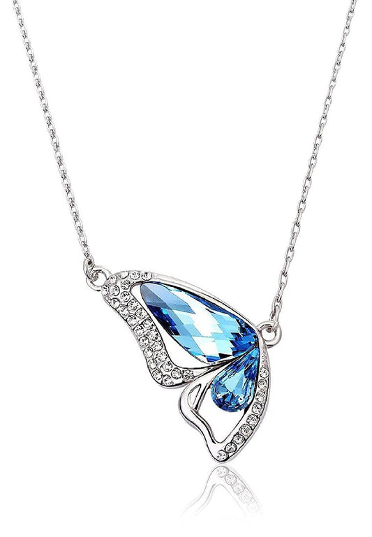 Yellow Chimes Moxie Collection  Designer Blue Butterfly  Austrian Cyrstal Pendant For Women  Girls