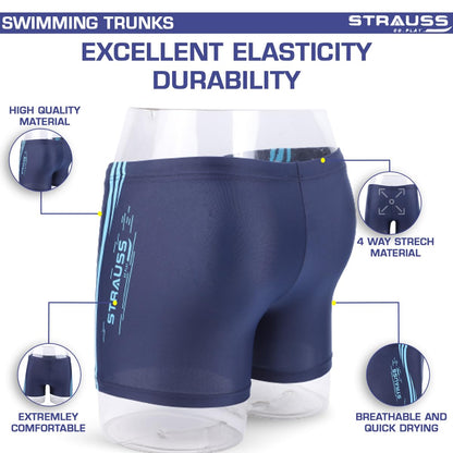 STRAUSS Swimming Shorts  Swimming Trunks for Men  Boys  Easily Adjustable Breathable  Quick Drying Shorts  Size M Blue