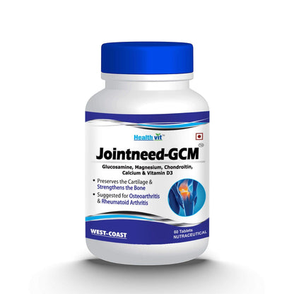 Healthvit Jointneed-GCM: Glucosamine, Magnesium, Chondroitin, Calcium, Vitamin D for Bone & Muscle Health, Joint Support - 60 Tablets