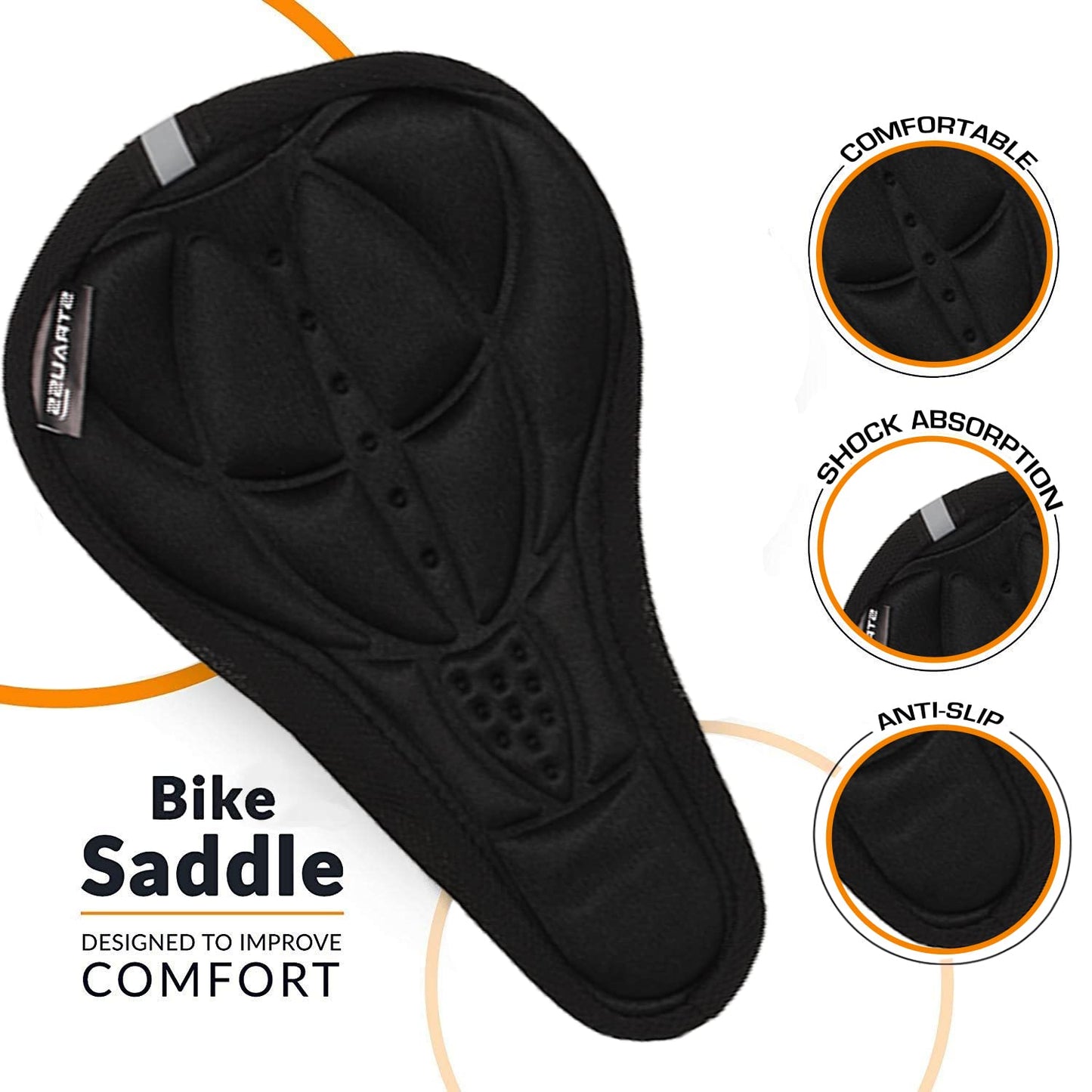 Strauss Saddle Seat Cover with Anti-Slip Granules  Soft Thick Padding  Superior Comfort Breathable Design  Comes with Adjustable Rope Straps  Fits All Cycles Black