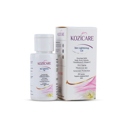 Kozicare Skin Lightening Oil with Kojic Acid & Glutathione, reduces hyperpigmentation, provides younger skin - 60ml Pack of 5