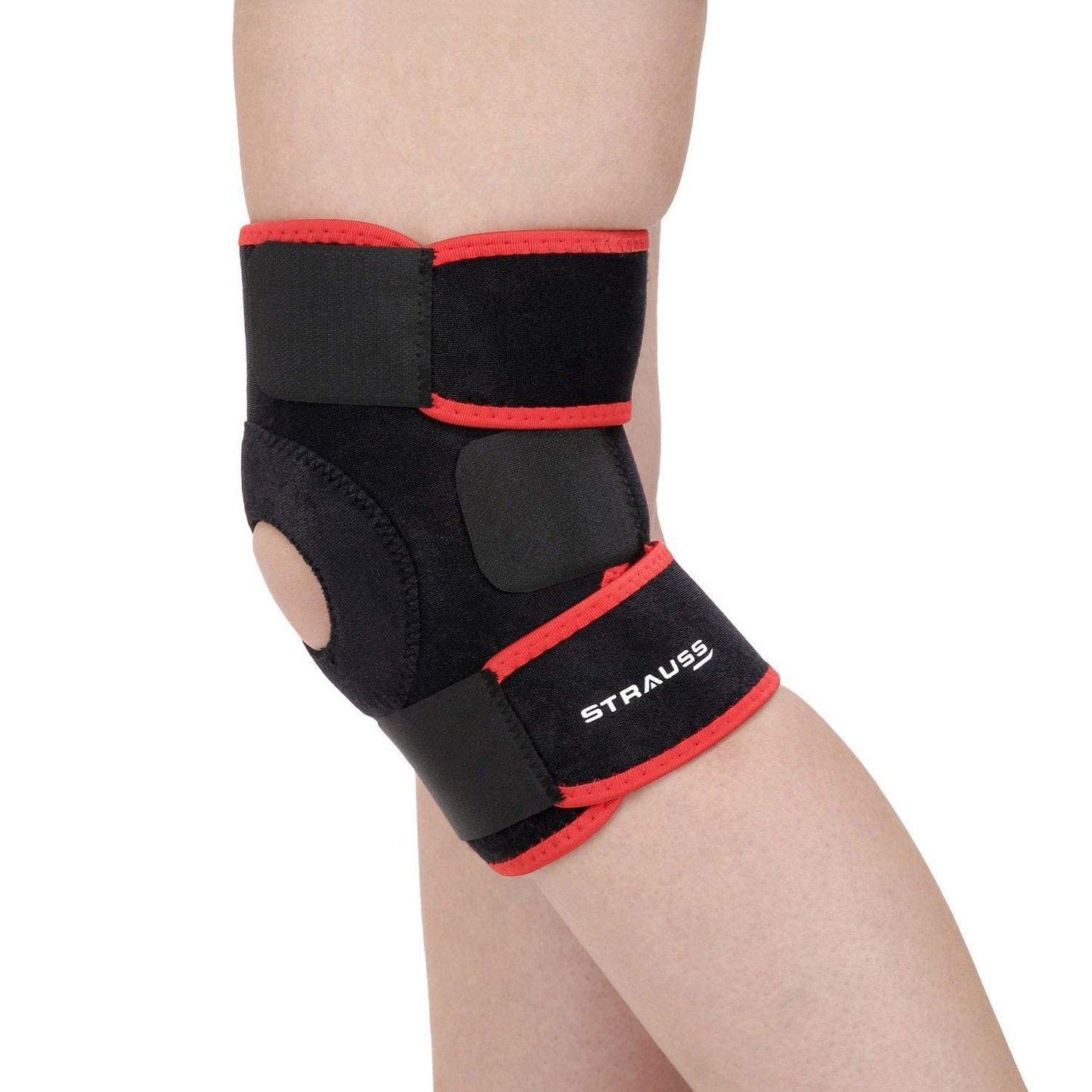 STRAUSS Adjustable Knee Support Patella Free Size Black Single