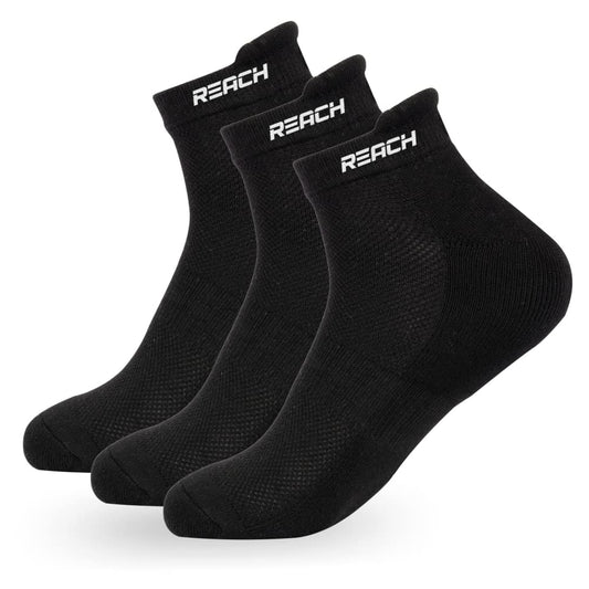 REACH Bamboo Ankle Socks for Men  Women  Breathable Mesh  Odour Free Socks  Sports  Gym Socks  Soft  Comfortable  Pack of 3  Black