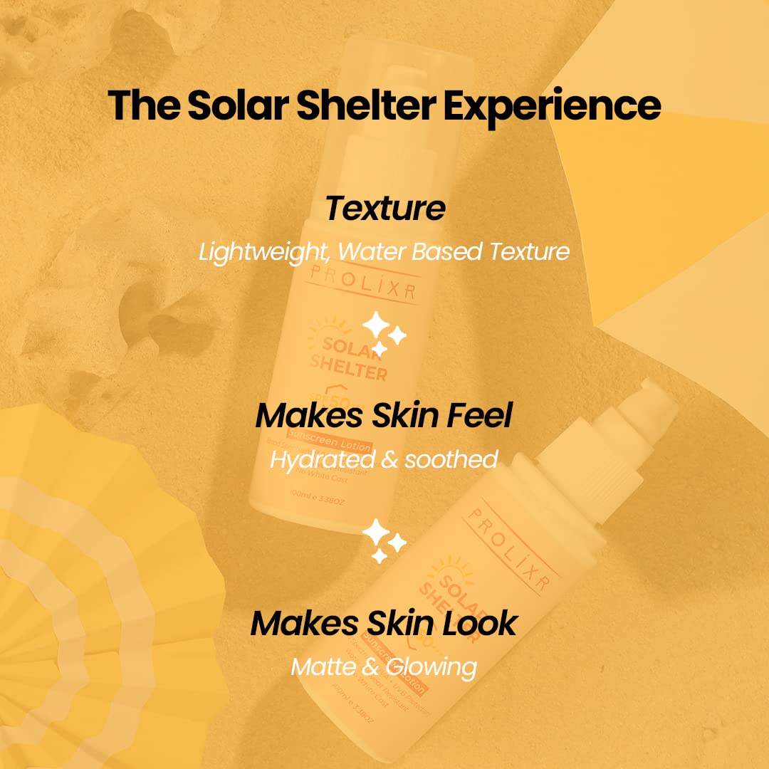 Prolixr Solar Shelter Sunscreen SPF 50 - PA  Broad Spectrum - Lightweight Matte Finish - 100ml