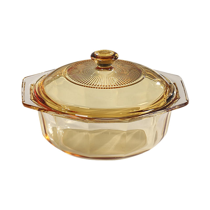 The Better Home Zest Series 1.1L Borosilicate Glass Casserole with Lid, Microwave & Dishwasher Safe, Housewarming Gift, Amber.