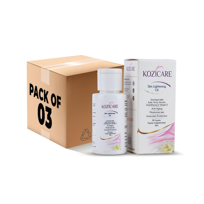 Kozicare Skin Lightening Oil with Kojic Acid & Glutathione, reduces hyperpigmentation, provides younger skin - 60ml, Pack of 3.