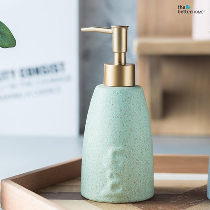 The Better Home 320ml Green Ceramic Dispenser Set of 3 for Kitchen, Wash-Basin, Bathroom; Ideal for Shampoo, Hand Wash, Sanitizer, Lotion.