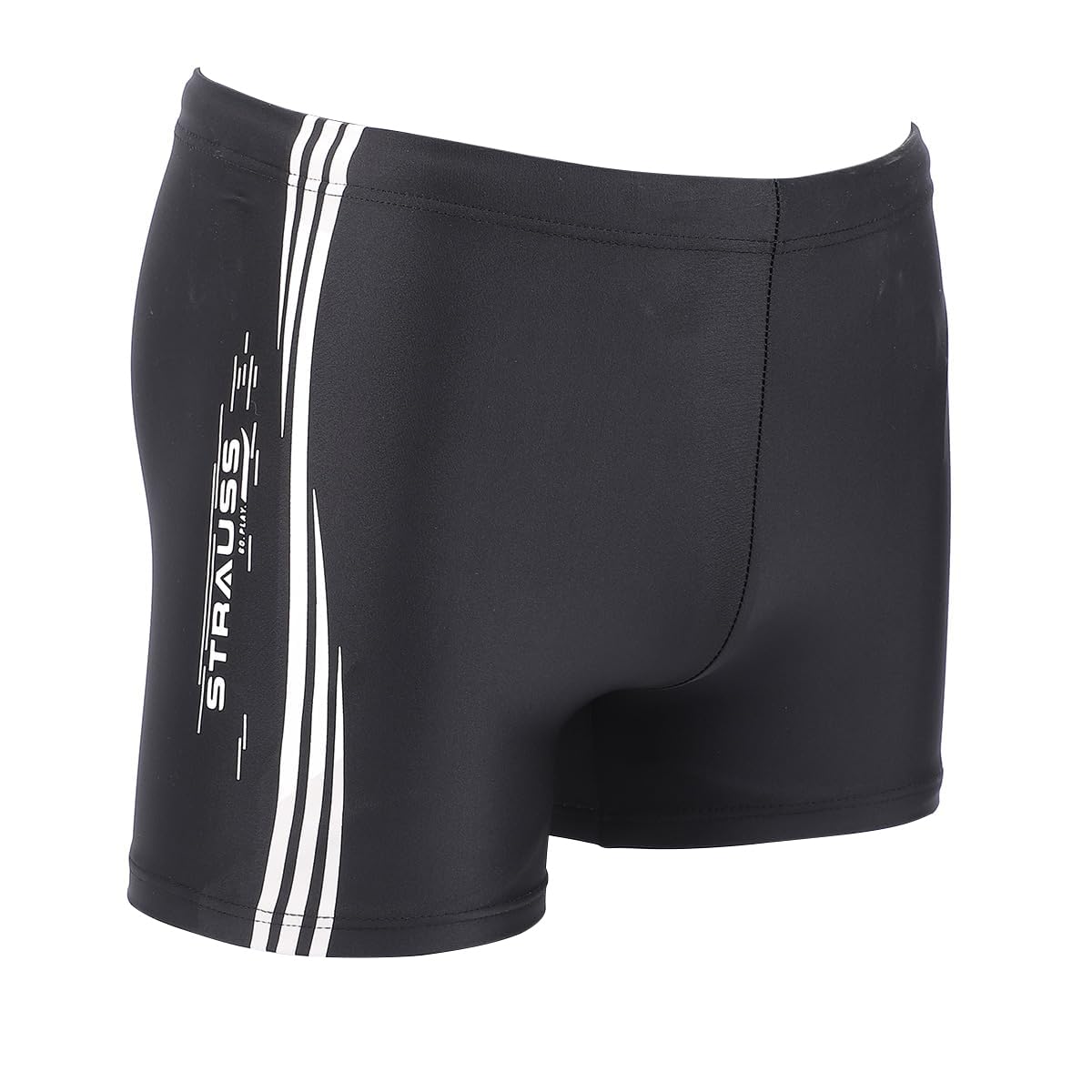 STRAUSS Men's Swimming Shorts, Size XL, White Lines. Ideal for Gym, Running, Cycling, Swimming, Basketball, Cricket, Yoga, Football, Tennis, Badminton.