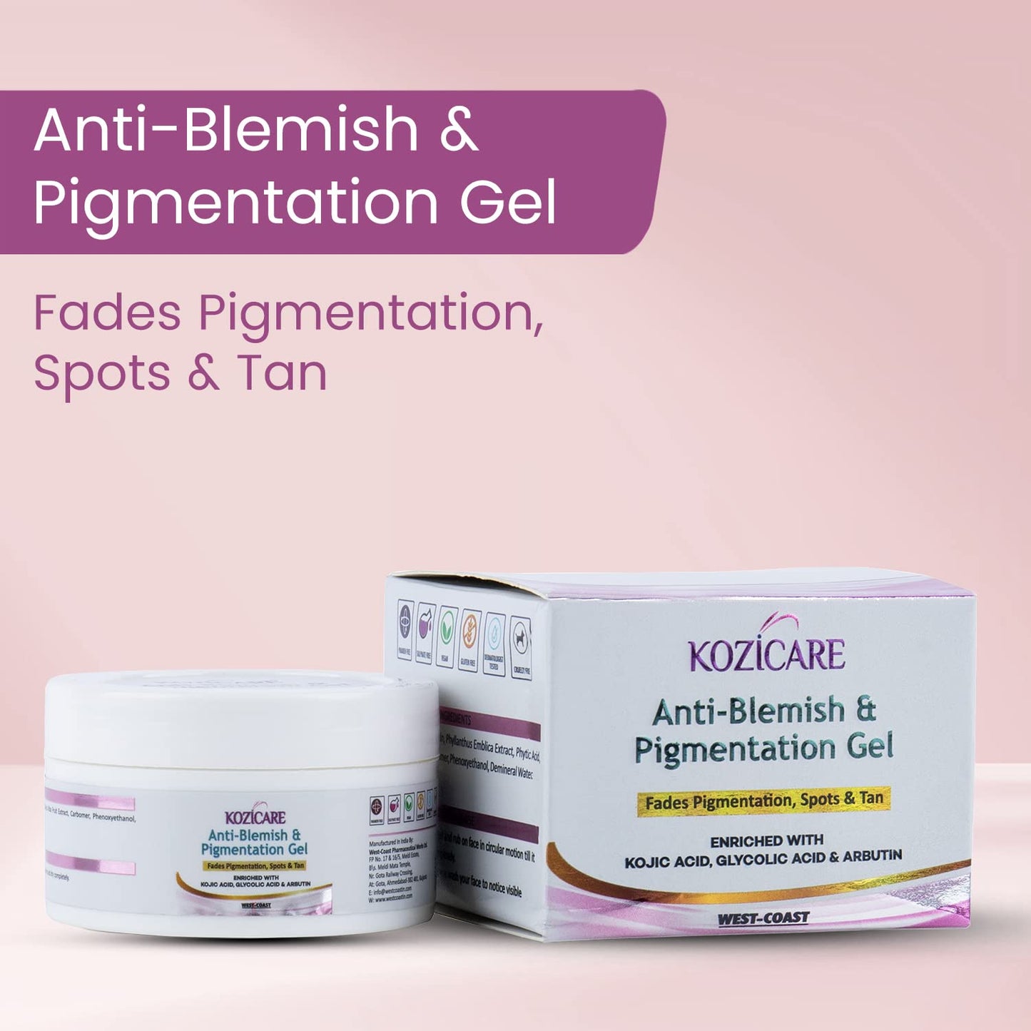 Kozicare Anti-Blemish  Pigmentation Gel For Fades Pigmentation Spots  Tan  50gm